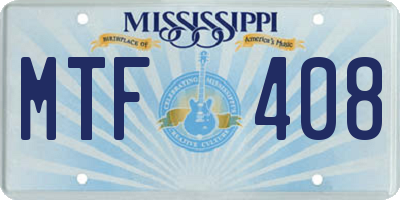 MS license plate MTF408