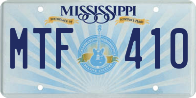 MS license plate MTF410