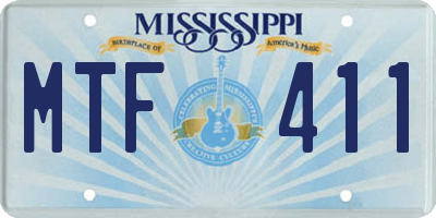 MS license plate MTF411