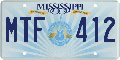 MS license plate MTF412