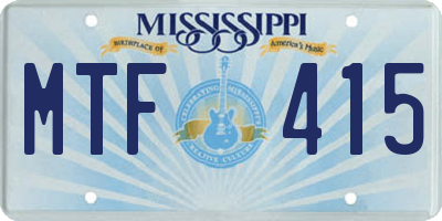 MS license plate MTF415