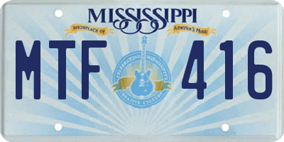 MS license plate MTF416