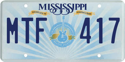 MS license plate MTF417