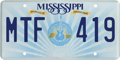 MS license plate MTF419