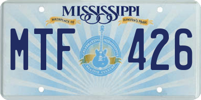 MS license plate MTF426