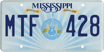 MS license plate MTF428
