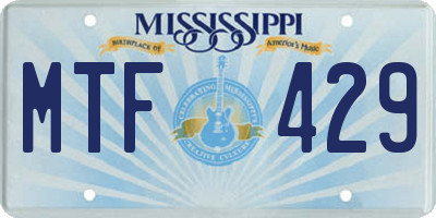 MS license plate MTF429