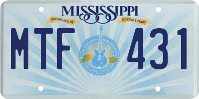 MS license plate MTF431