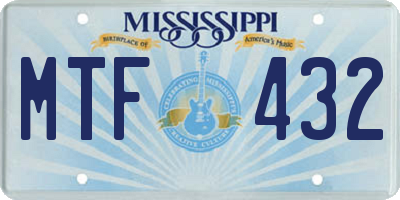 MS license plate MTF432