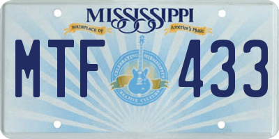 MS license plate MTF433