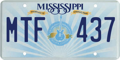 MS license plate MTF437