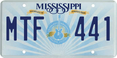 MS license plate MTF441