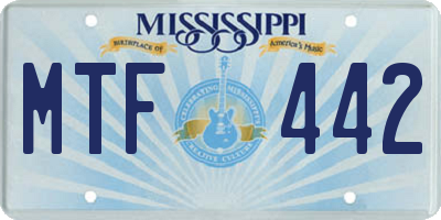 MS license plate MTF442