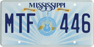 MS license plate MTF446
