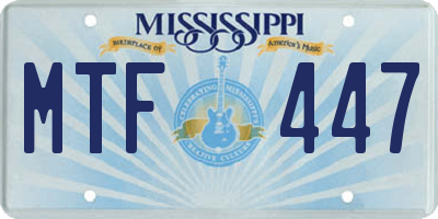 MS license plate MTF447