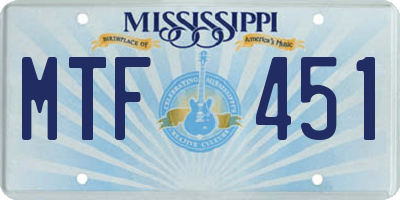 MS license plate MTF451