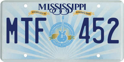 MS license plate MTF452