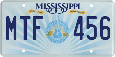 MS license plate MTF456