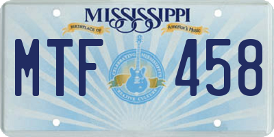 MS license plate MTF458