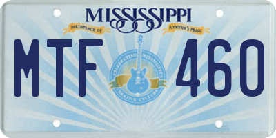 MS license plate MTF460