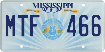 MS license plate MTF466