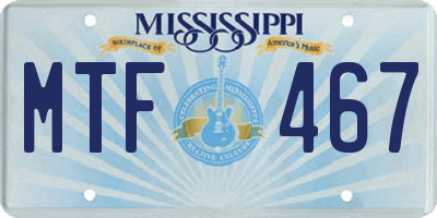 MS license plate MTF467