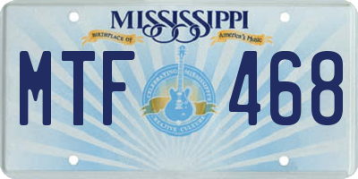 MS license plate MTF468