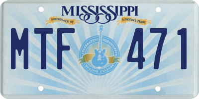 MS license plate MTF471