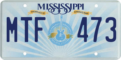 MS license plate MTF473