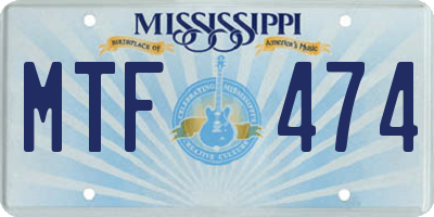 MS license plate MTF474