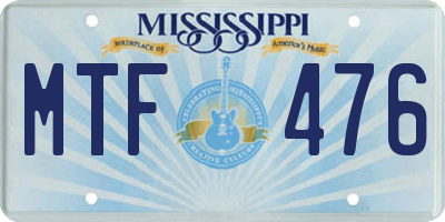 MS license plate MTF476