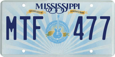 MS license plate MTF477