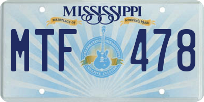 MS license plate MTF478