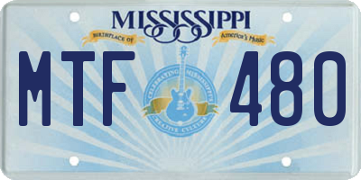 MS license plate MTF480
