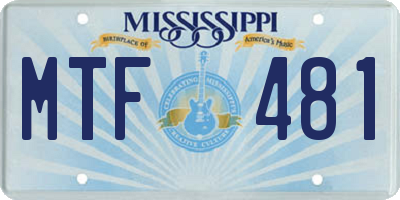 MS license plate MTF481