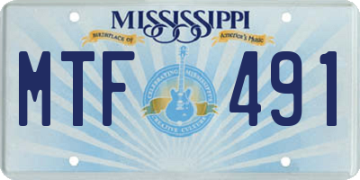 MS license plate MTF491