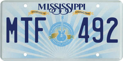 MS license plate MTF492