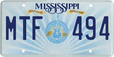MS license plate MTF494