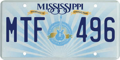 MS license plate MTF496
