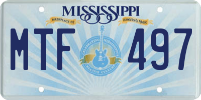 MS license plate MTF497