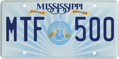 MS license plate MTF500