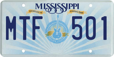 MS license plate MTF501