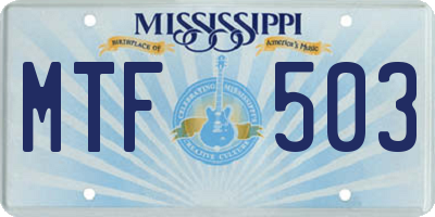 MS license plate MTF503