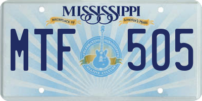 MS license plate MTF505
