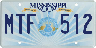 MS license plate MTF512