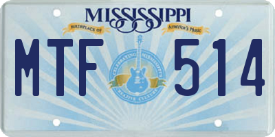 MS license plate MTF514