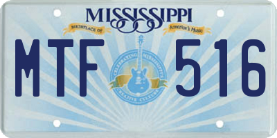 MS license plate MTF516