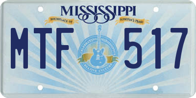 MS license plate MTF517