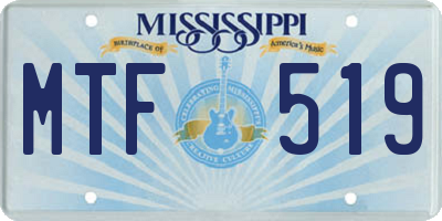 MS license plate MTF519
