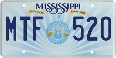 MS license plate MTF520